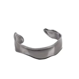 Paparazzi Sleek Silver Cuff Wayward Waves Black Curvy Thick Fashion Jewelry